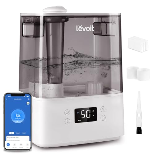 LEVOIT Humidifiers for Bedroom Large Room Home, (6L) Cool Mist Top Fill Essential Oil Diffuser for Baby & Plants, Smart App & Voice Control, Rapid Humidification & Auto Mode - Quiet Sleep Mo