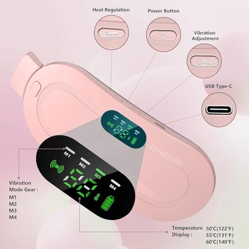 Image of Period Cramp Relief Heating Pad Pain Device with 4 Massage Modes for Menstrual Pain and Belly or Back Pain Relief, LED Display, Comfortable Bel
