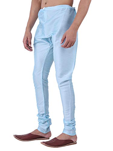 Image of HUZUR Men Pyjama,Churidar,Bottom wear,Silk Blend,Regular Fit,Wedding,Party,Festival,Family Funcation,White,Gold,Pajama