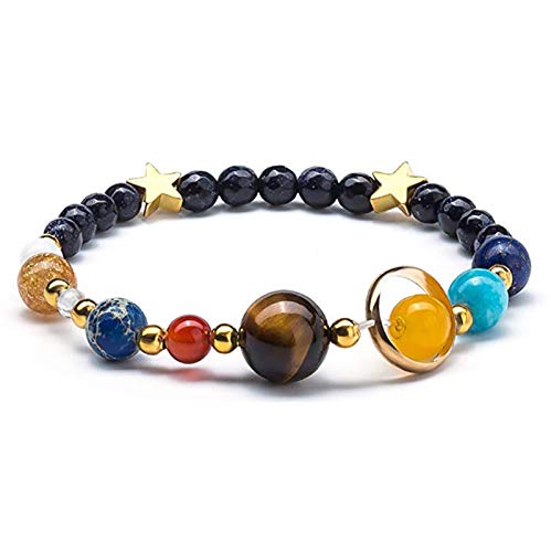 Bracelet pierre naturelle huit planètes système solaire univers de mode mixte