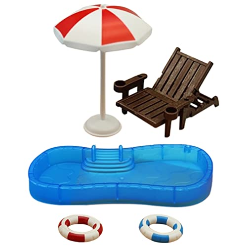 Doll House Mini Swimming Pool Miniature Beach Chair Set Dollhouse Decorations Summer Dollhouse Accessories Mini Dollhouse Furniture
