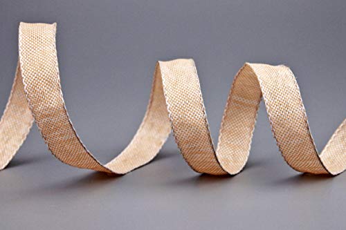 Decorative Ribbon Olive Apricot (106) 20 m x 15 mm (Roll) Fabric Ribbon with Wired Edges Light Shiny Linen Look Taffeta Ribbon Coarse Woven Christmas Advent - Image 2