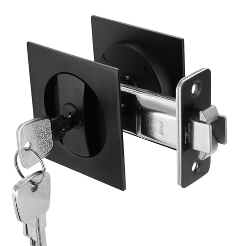 Viiwahol Matte Black Pocket Door Lock with Key