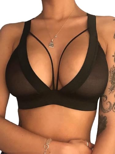 MIZSPISE Sexy 2 Piece Dessous Set Damen (Schwarz+weinrot, L/XL)