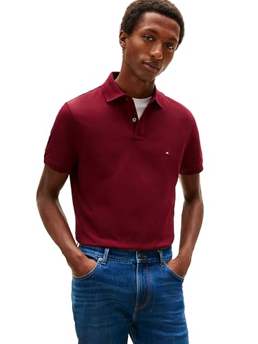 Image of Tommy Hilfiger Men's Short Sleeve Polo Shirts in Regular Fit With Stretch and Organic Pique Cotton