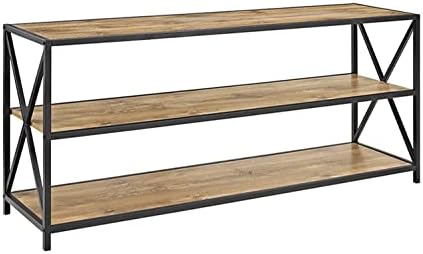 Walker Edison 2 Shelf Industrial Wood Metal Bookcase Tall Bookshelf Storage Home Office, 60 Inch, Barnwood