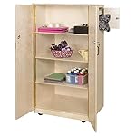 Wood Designs Mobile Storage Cabinet for Daycare and Classroom with Hidden Compartment for Valuables, Fully Assembled, Lockable Wooden Rolling Cabinet, 60" H x 31" L x 26" W (Pack of 2) - Image 4
