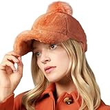 CHOK.LIDS Everyday Winter Fur Baseball Cap for Women Men Fleece Dad Hat Unisex Adjustable Lightweight Polo Style Curved Brim (Peach)
