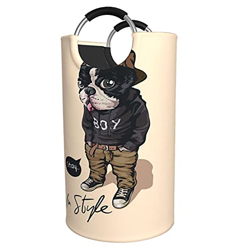 VBTDEGAB Fashion cartoon dog Canasta de lavander�a, canasta de almacenamiento grande impermeable para ropa, cesta organizadora para ropa, juguetes, dormitorio, ba�o, con asas de aluminio