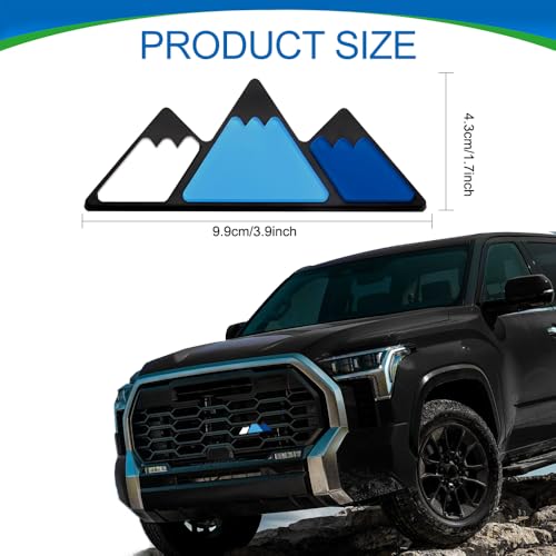 Image of Tri-Color Grille Decor Badge, Front Grill Emblem, Tri-Color Grille Badge Emblem Decoration Accessories, Grille Insert Trims Car Decor Fit for Tacoma 4Runner Tundra (Snow Mountain Blue)