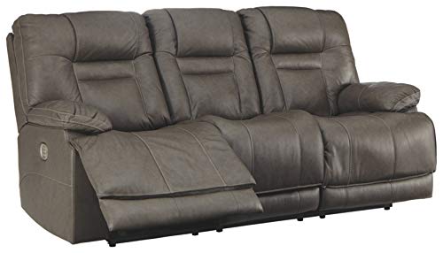 Signature Design by Ashley Wurstrow Leather Adjustable Dual Sided Power Reclining Sofa with USB Charging