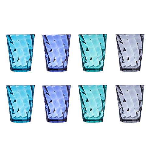 Us Acrylic Optix Plastic Reusable Drinking Glasses (Set Of 8) 14Oz Rocks Cups In Coastal Colors | Bpa-Free Tumblers, Made In Usa | Top-Rack Dishwasher Safe #TOP5