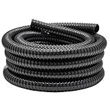 Pamopamo 1 Inch Pond Tubing, 1' ID Corrugated Water Pipe, 20 Feet Length Flexible PVC Hose Pipe with Pipe Fittings, Aquarium, Pond Waterfall, Garden Pond Pump Drainage Tube Black