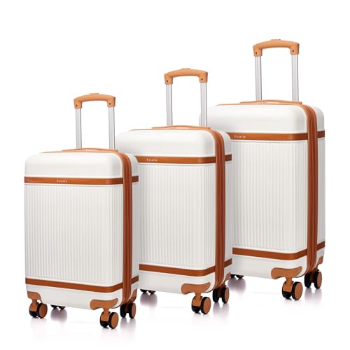 VLITE Maverick Family Set of 3 (S +M+ L) Hard Sided Luggage Trolley Bag for Travel Suitcase with 8 Spinner Wheels - Check-in Size Suitcase (Maverick Beige)