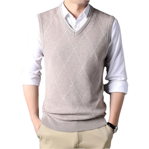 Men’S Designer College Style V-Neck Sweater Vest Diamond Check Preppy Knitted Sleeveless Pullover Tank Top