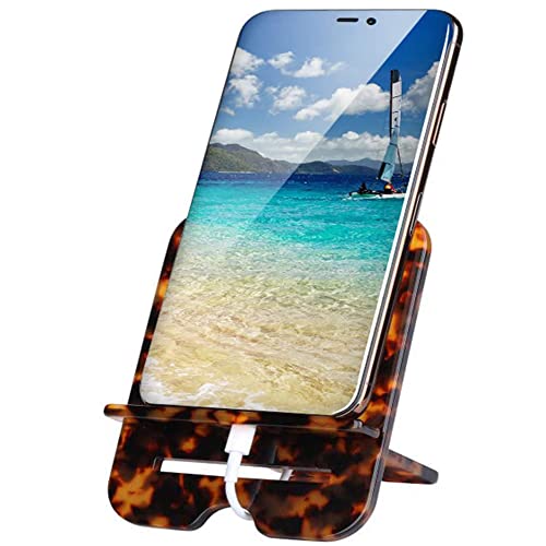 Omter Resin Cell Phone Stand, Phone Dock, iPad, Samsung Tabs and Other Devices (4-12.9'): Cradle, Holder, Stand for Office Desk (Tortoise-Tone)