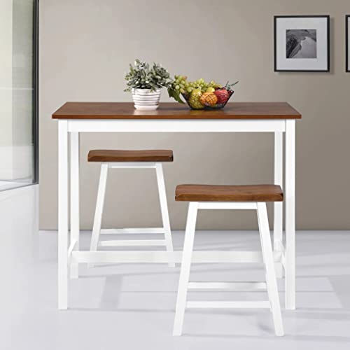 Juego de mesa de bar alta de madera con taburetes para comedor y cocina 2