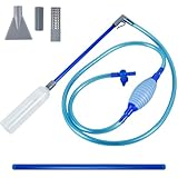 Fyeme Aspiradora de agua para acuario, 3 m, manual con manguera de extensión, presión de airbag, boquilla de pato, apertura de succión ajustable, válvula de agua para cambio de agua, lavado de arena