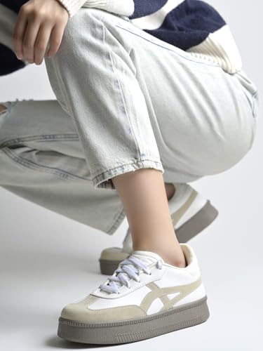 Image of Shoetopia Women's Casual Sneakers || Lace-Up Low-Top Shoes with Cushioned Sole || Trendy Daily Footwear Walking