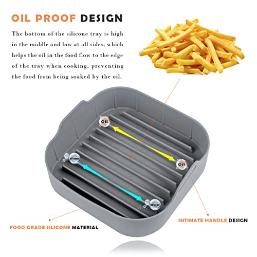 Air Fryer Silicone Pot - Silicone Air Fryer Reusable Liners For 5.5 Qt Or Bigger Square, 8.1 Inch Food Safe Reusable Air Fryer Silicone Basket, Easy Cleaning Air Fryer Pan With Heat-Proof Gloves #TOP4