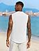COOFANDY Mens Sleeveless Summer Shirts Beach Tank Tops Button Up Textured Tank Shirt for Vacation,White,S