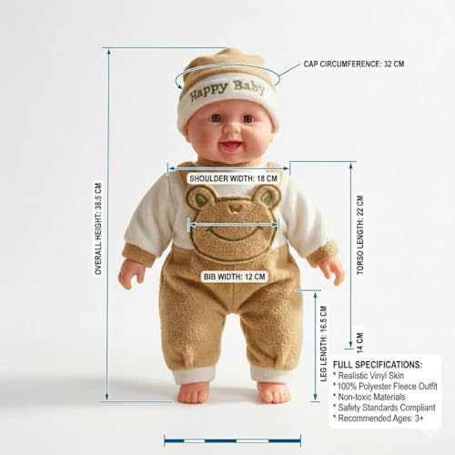 Image of Cute Baby Boy Musical Talking Doll 46 cm | Soft Plush Toy with Touch Sensor | Singing Interactive Baby Doll for Kids | Gift for Boys & Girls (Color & Dress May Vary)