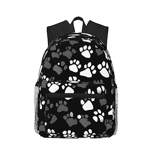 Sac à dos motif empreintes de pattes bicolore et léger à poches multiples