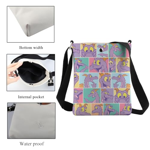 Purple Dragon Crossbody Bag Cartoon Character Fans Gifts Purples Dragon Lover Gift Figment Dragons Crossbody Shoulder Bag3