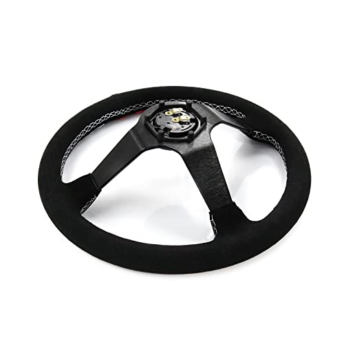 Drift King Steering Wheel 350mm Deep Dish 6 Bolt For JDM Sport Racing Steering Wheel Suede Horn Button Included - Image 6