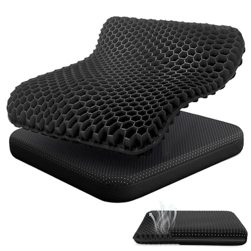 Audasi Coussin De Siège en Gel, Coussin De Gel Épais en Nid d'abeille Souple pour Voiture Bureau Maison Chaise Roulante Kits
