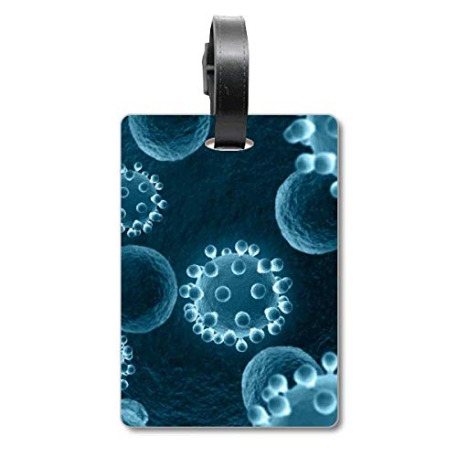Étiquette valise voyage motif cellules bleues accessoire bagage avion train