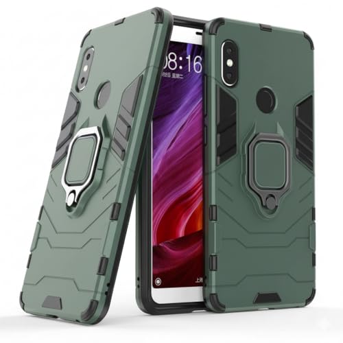 Image of JANAK RAJ Ringstand Armor Bumper Back Case Cover Compatible with Xiaomi Redmi Note 5 Pro | Tough Rugged Shockproof PC+TPU Kickstand 360 Protective Design - Green