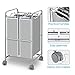 Simple Trending Heavy Duty 2-Bag Laundry Hamper Sorter Cart with Rolling Wheels, Silver