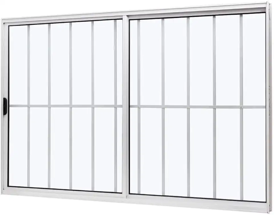 Janela de Alumínio de Correr 100x120cm 2 Folhas Com Grade e Vidro Liso Slim Modular Ramassol