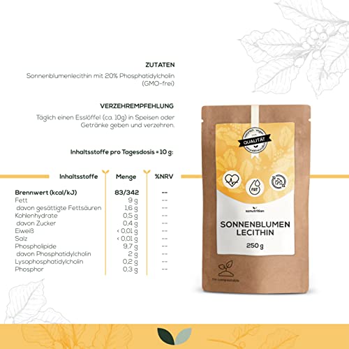 Sanutrition Sonnenblumenlecithin Pulver 250g Reinlecithin ohne Zusatzstoffe