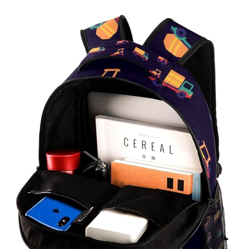 Sac à dos d'école multicolore à motifs de voiture 29x20x40cm