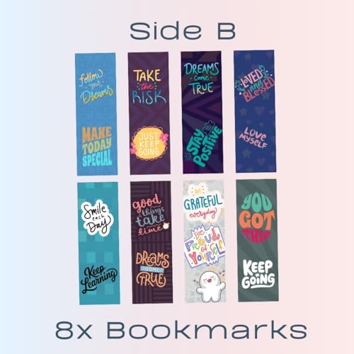 Image of Dia & Tia - Elegant & Durable Themed Magnetic Bookmarks Set | Motivational and Inspirational Quotes | Best Gift for Book Lovers, Students | Cute Cartoon Magnetic Bookmarks (Motivational B, Long)