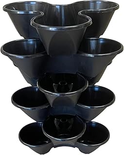 HowseHold Stackable Trio Planter - Strawberry Planter, Flowers, Bedding Plants, Herbs [6 Planters]