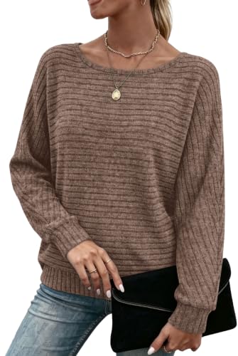 Sampeel Long Sleeve Shirts for Women Crewneck Tunic Tops Oversized Sweaters