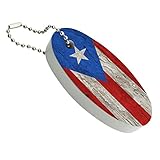 Graphics and More Rustic Distressed Puerto Rico Flag Wood Look Floating Keychain Oval Foam Fishing...