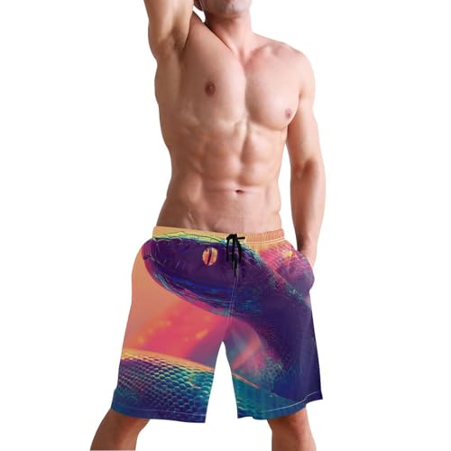 Men Swim Trunks-Surreal Snake, Beach Shorts with Inner Lining Quick Dry Board Shorts Small4