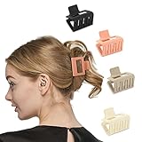 SHEVIEW Small Square Hair Claw Clips 4-Pack, Non-slip Strong Grip, Neutral Matte Solid Color Hair Cl