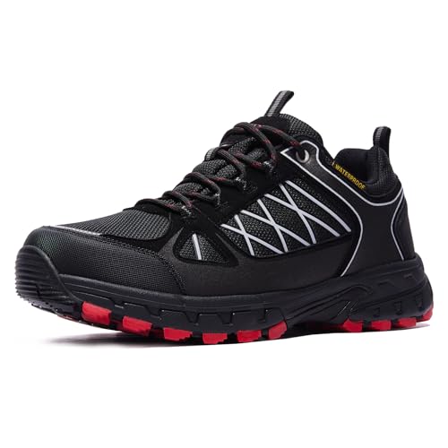 Image of Queday Mens Waterproof Lightweight Hiking Shoes | Breathable, Anti-slip Rubber outsole, Cushioned EVA midsoles, Ideal for daily trail, camping, and climbing