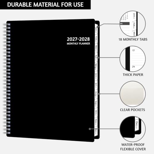 Agenda mensual 2027-2028 de 18 meses grande con cubierta flexible 5