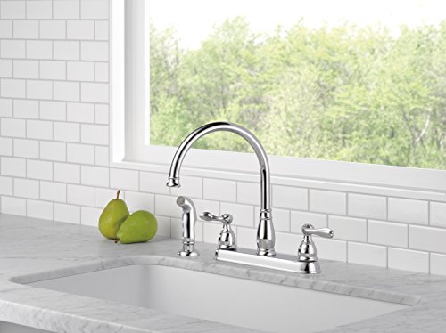 Delta Faucet Windemere 2-Handle Kitchen Sink Faucet With Side Sprayer In Matching Finish, Chrome 21996Lf #TOP1