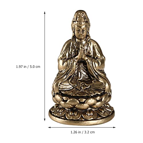 Figura Mini Estatua Budista Guanyin de Latón miniatura 3