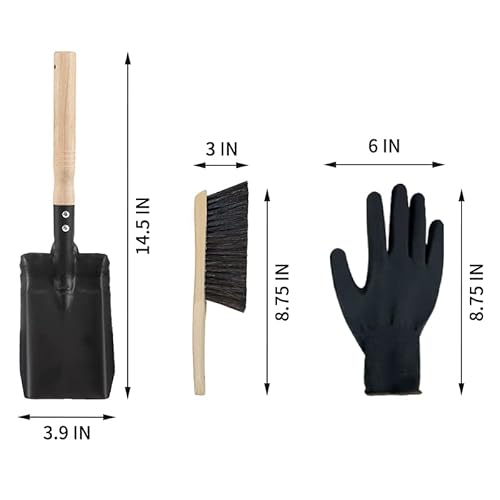 Oude Howe Fireplace Ash Shovel And Brush Set, Fireplace Shovel And Brush With Black Nylon Gloves For Home Fireplaces Clean Tools Coal Shovel And Hearth Brush #TOP2