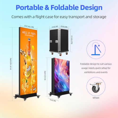 Image of 80 inch P1.86 GOB LED Poster Screen, Foldable LED Digital Signage Display | Flight Case Included,Foldable Spliceable Screen,Publishing System,LANC /WiFi /USB /HDMI, For Commercial Events & Rentals