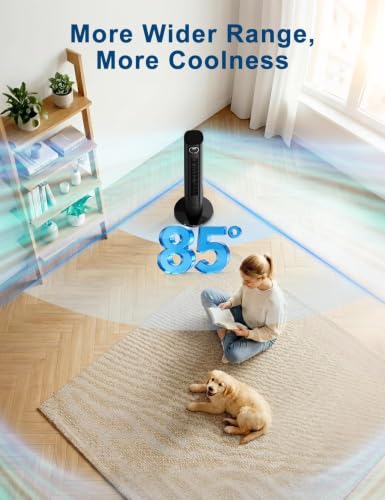 Image of Antarctic Star 85 Oscillating Tower Fan, 36 inch Electric Standing Cooling Floor Fan, 23ft /s High Velocity, 3 Speeds 2 Modes, 12H Timer for Bedroom Home Office, Black