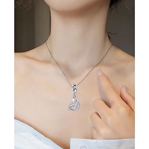 Abalorio de corazón entrelazado de plata elegante compatible con pulseras Pandora Charms 7